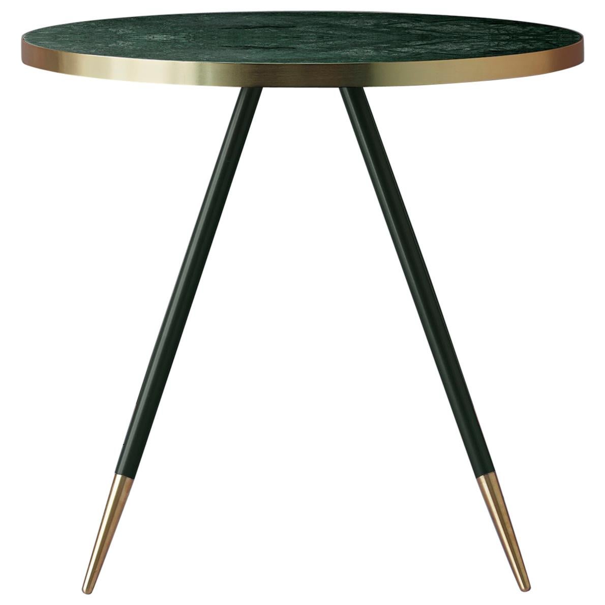 Bethan Gray Band Dining Table in Green with Black and Brass Base 