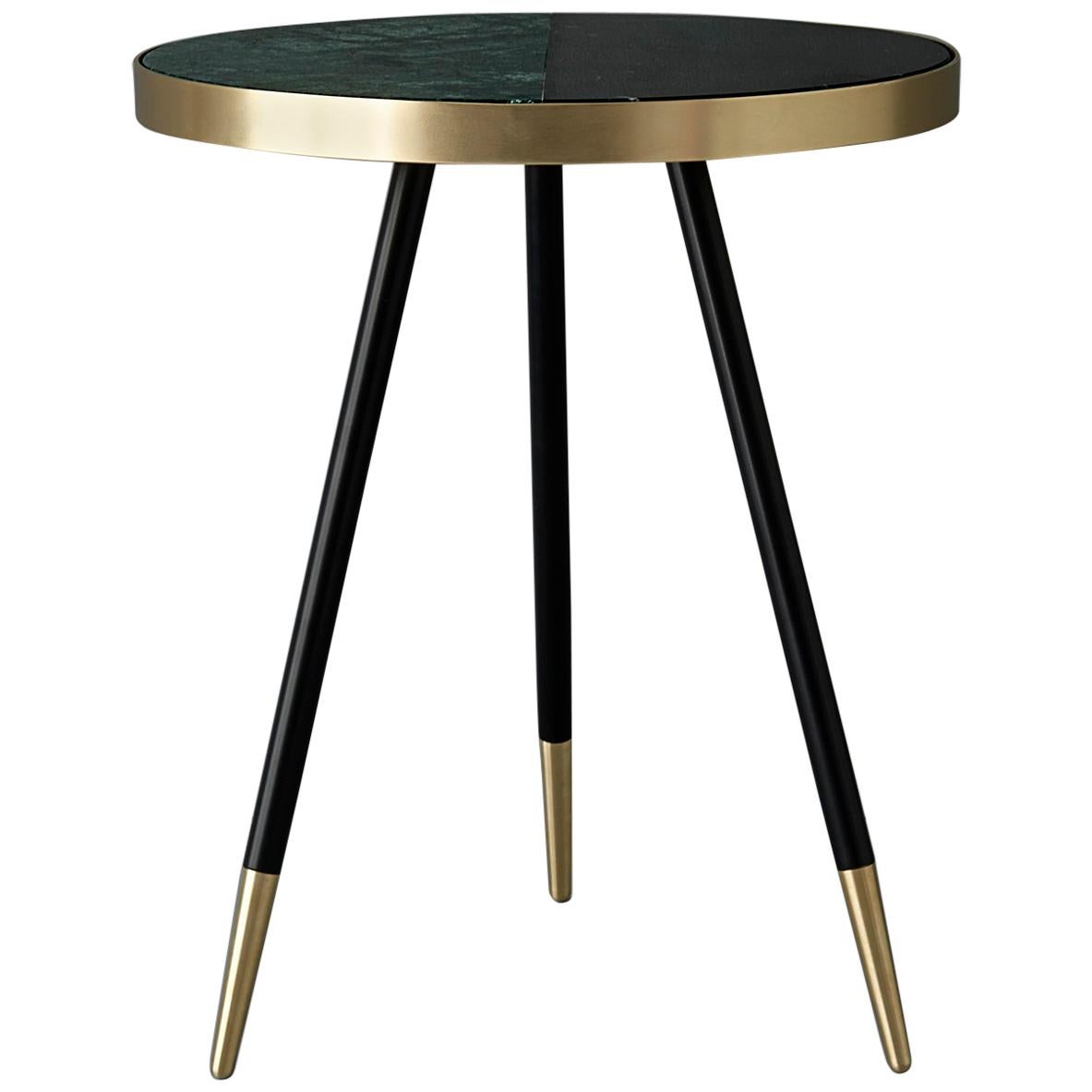 Bethan Gray Band Side Table Two Tone Black and Green with Black and Brass Base