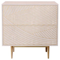 Bethan Gray Dhow Bedside Chest of Drawers in White and Brass