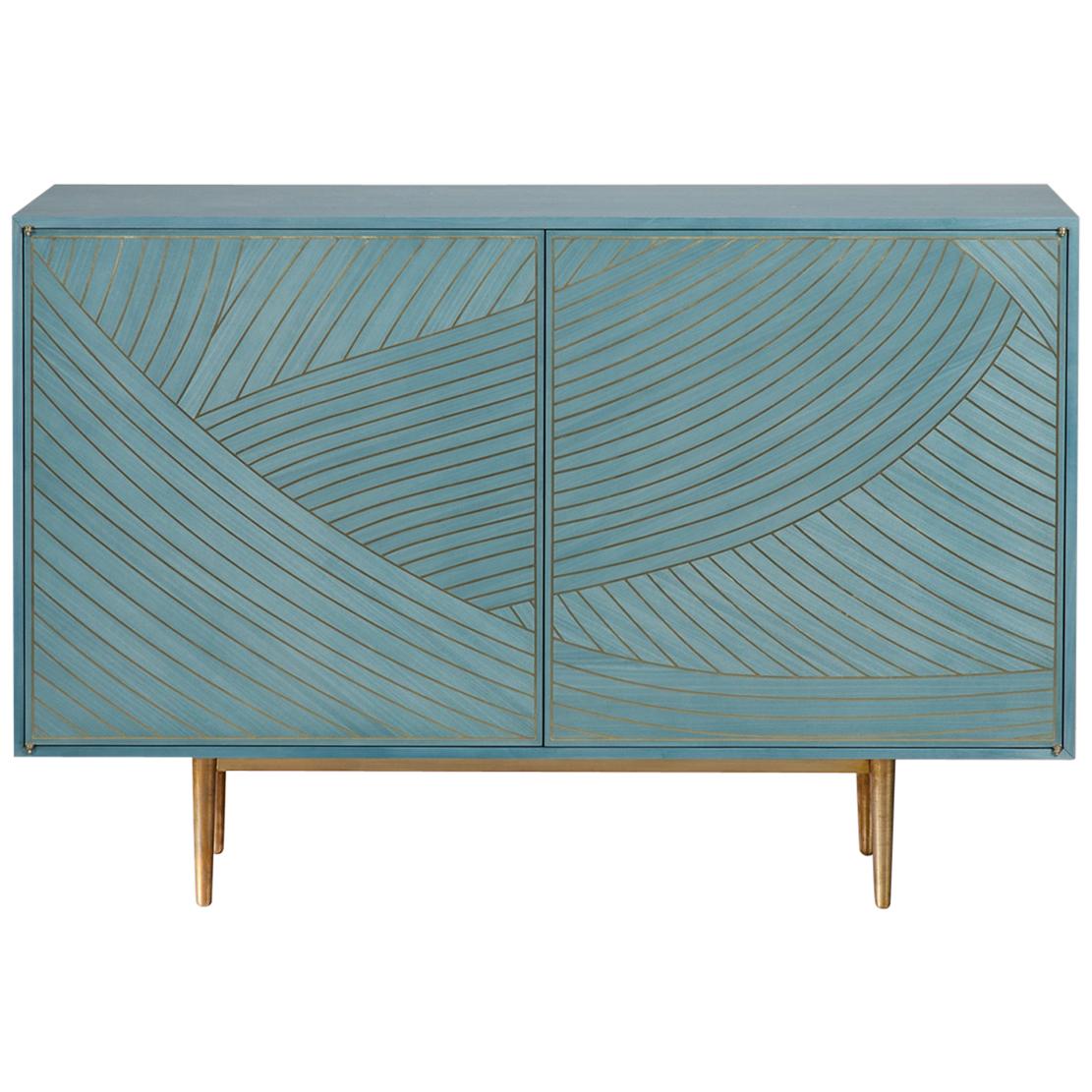 Bethan Gray • Dhow Two Door Sideboard Cabinet Jade and Brass For Sale