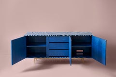 Bethan Gray • Inky Dhow Three Door Sideboard Cabinet Ultramarine and White