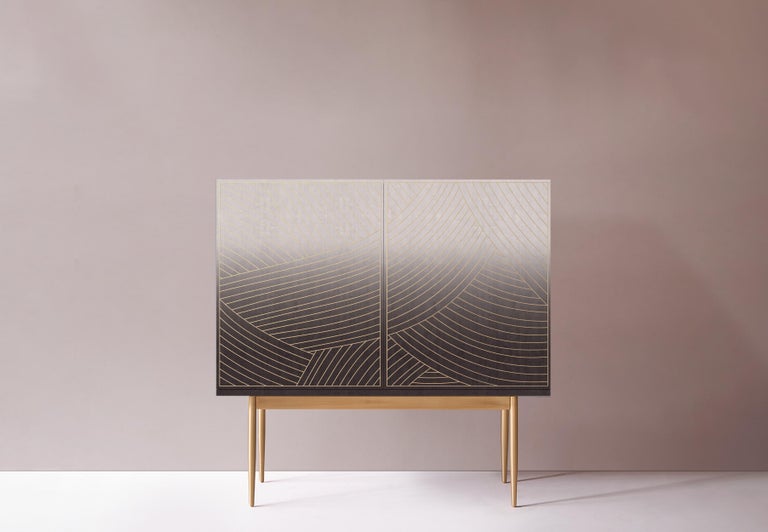 Bethan Gray Dhow Low Bar in Monochrome and Brass For Sale at