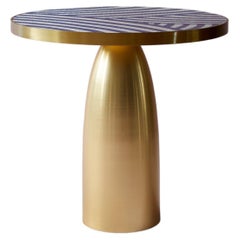 Bethan Gray Lustre Inky Dhow Small Side Table in Ultramarine, White and Brass