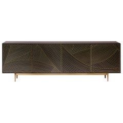 Bethan Gray MAXI Dhow Four Door Cabinet in Charcoal and Brass