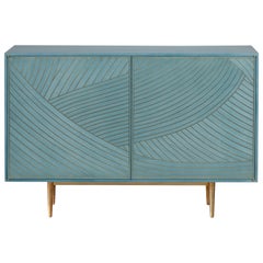 Zweitüriger Maxi Dhow Sideboard-Schrank aus Jade und Messing in Grau