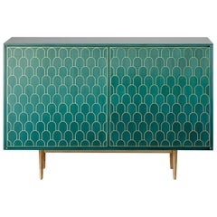 Bethan Gray Maxi Two-Door Sideboard Cabinet in Jade Veneer and Solid Brass