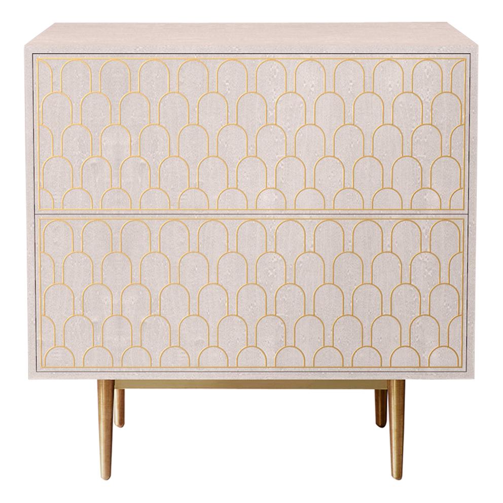 Bethan Gray Nizwa Bedside Chest of Drawers White and Brass