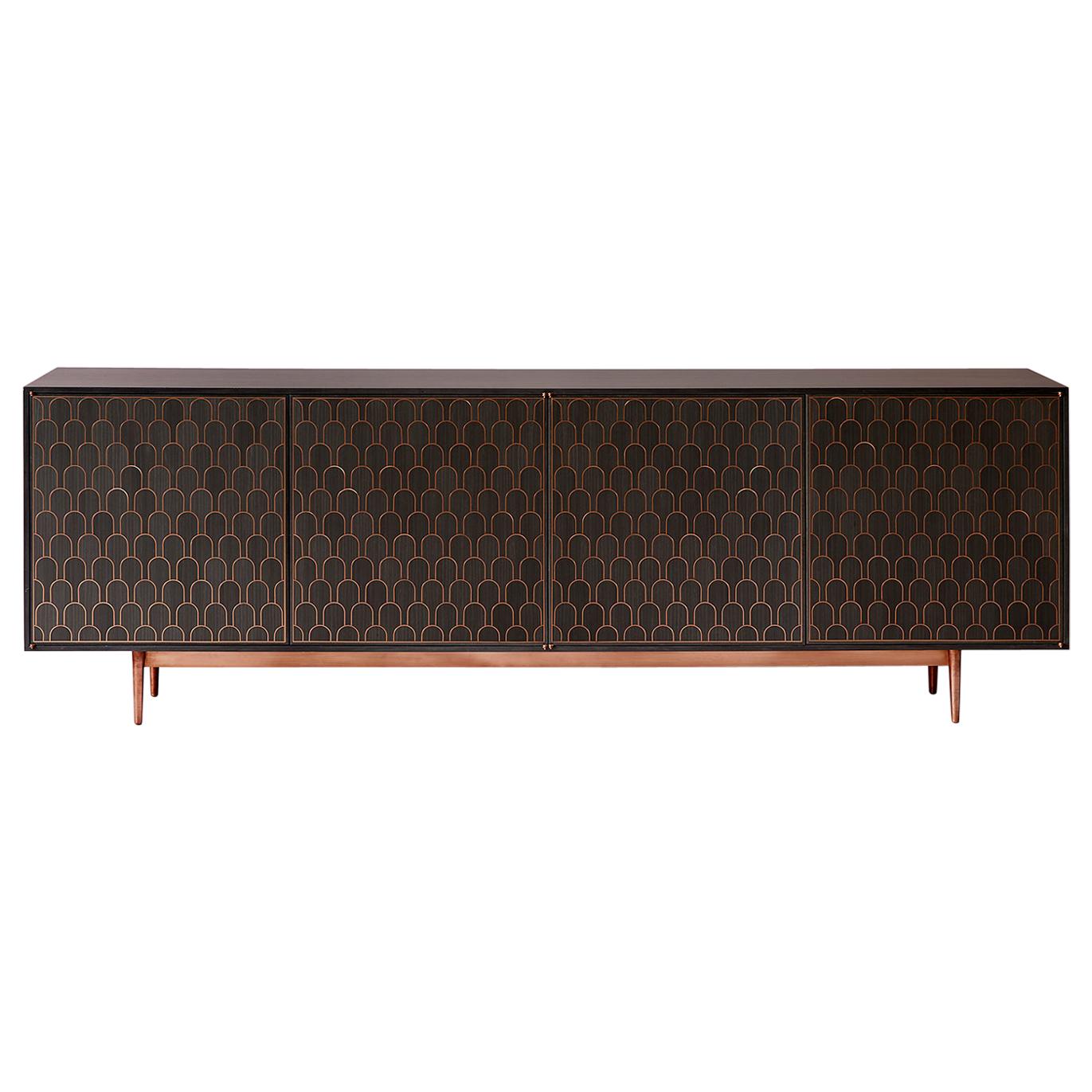 Bethan Gray Nizwa Four-Door Cabinet in Charcoal and Brass