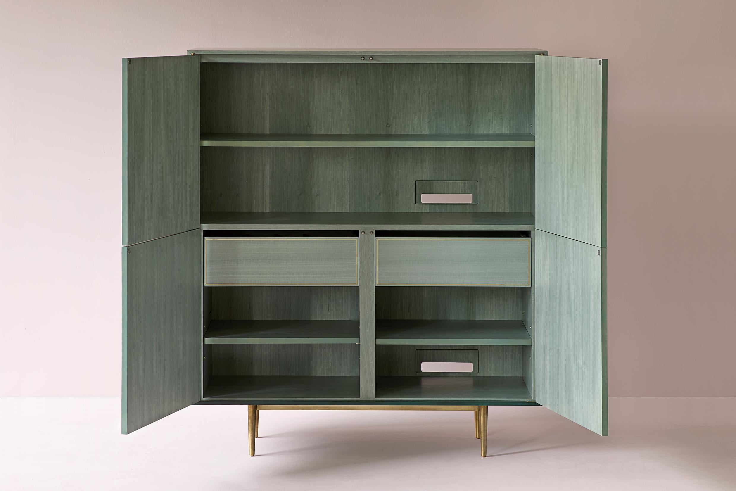 Bethan Gray Nizwa 2x2 Cabinet Jade and Brass For Sale 1