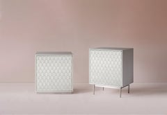 Bethan Gray Nizwa One Door Bedside Table in White and Nickel