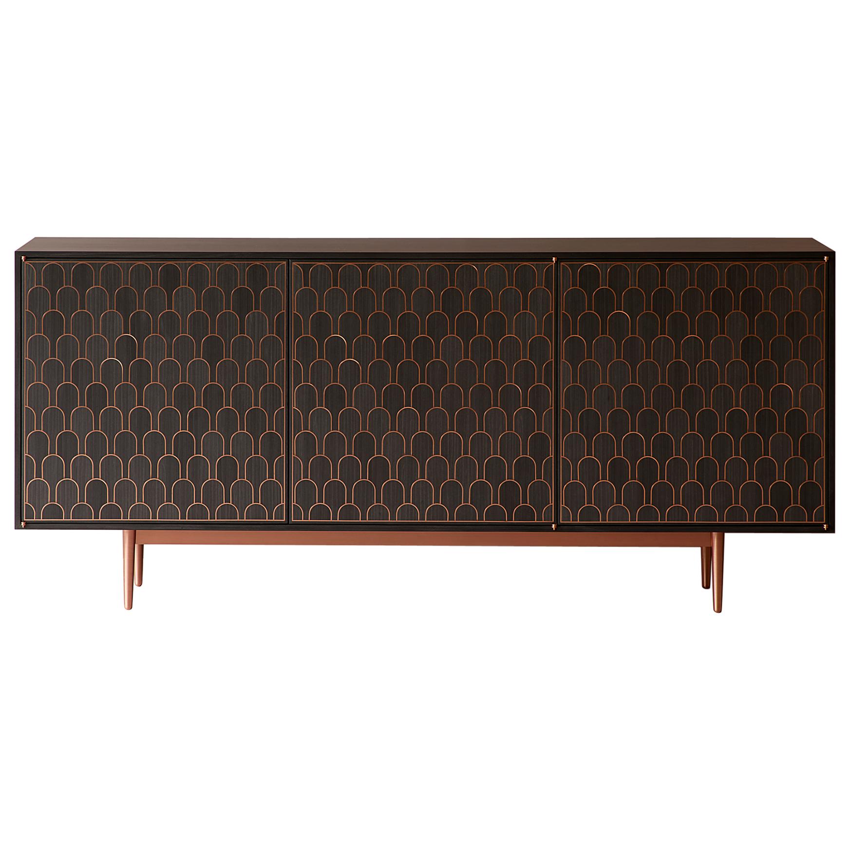 Bethan Gray Nizwa Three-Door Cabinet in Charcoal and Copper