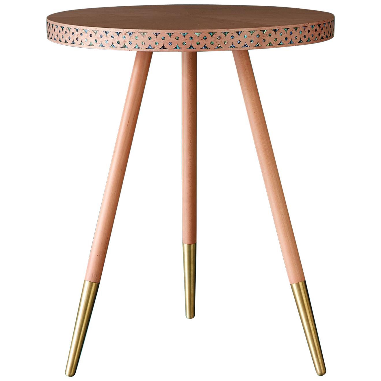 Shamsian Paua Side Table in Pink and Brass