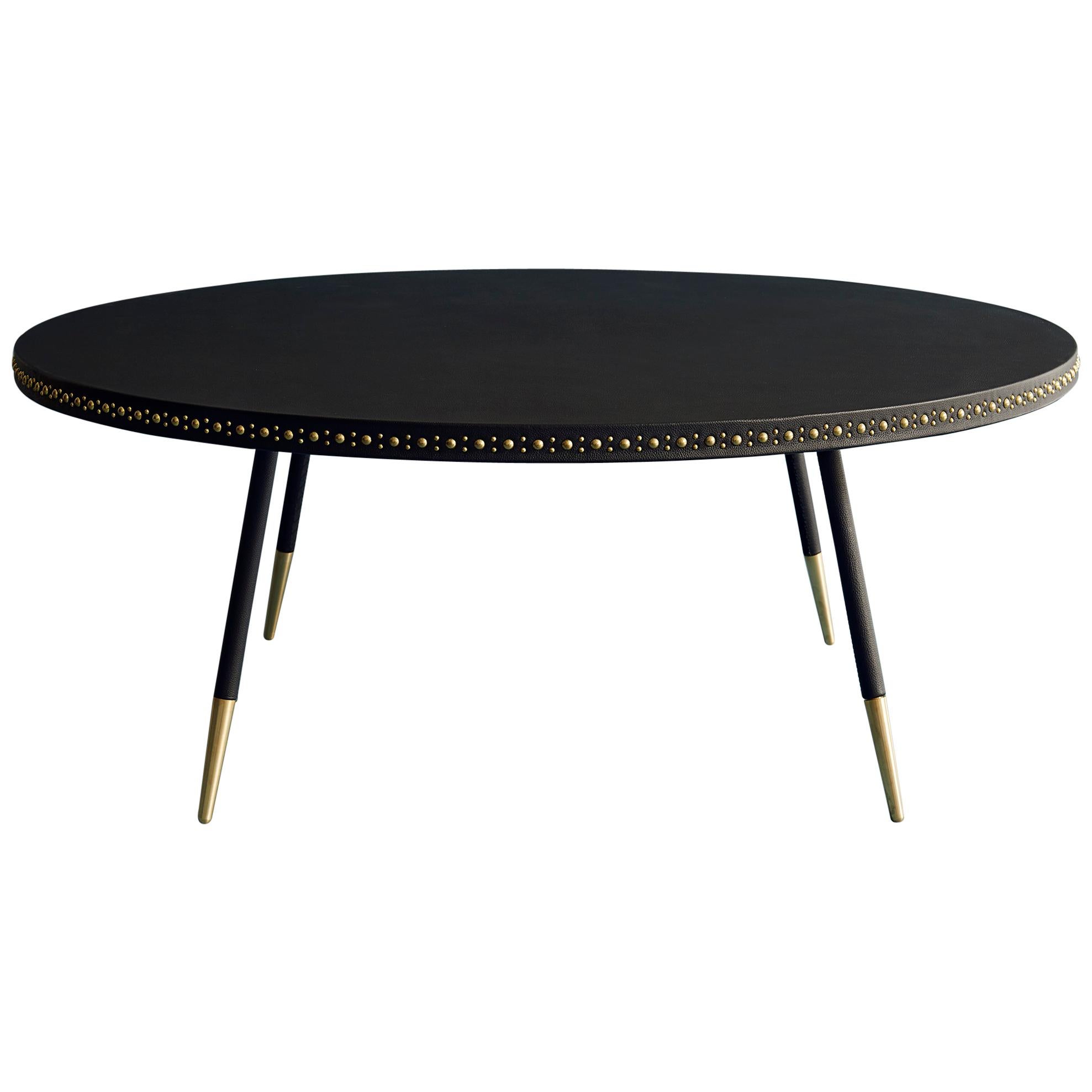 Bethan Gray Stud Coffee Table in Black and Brass