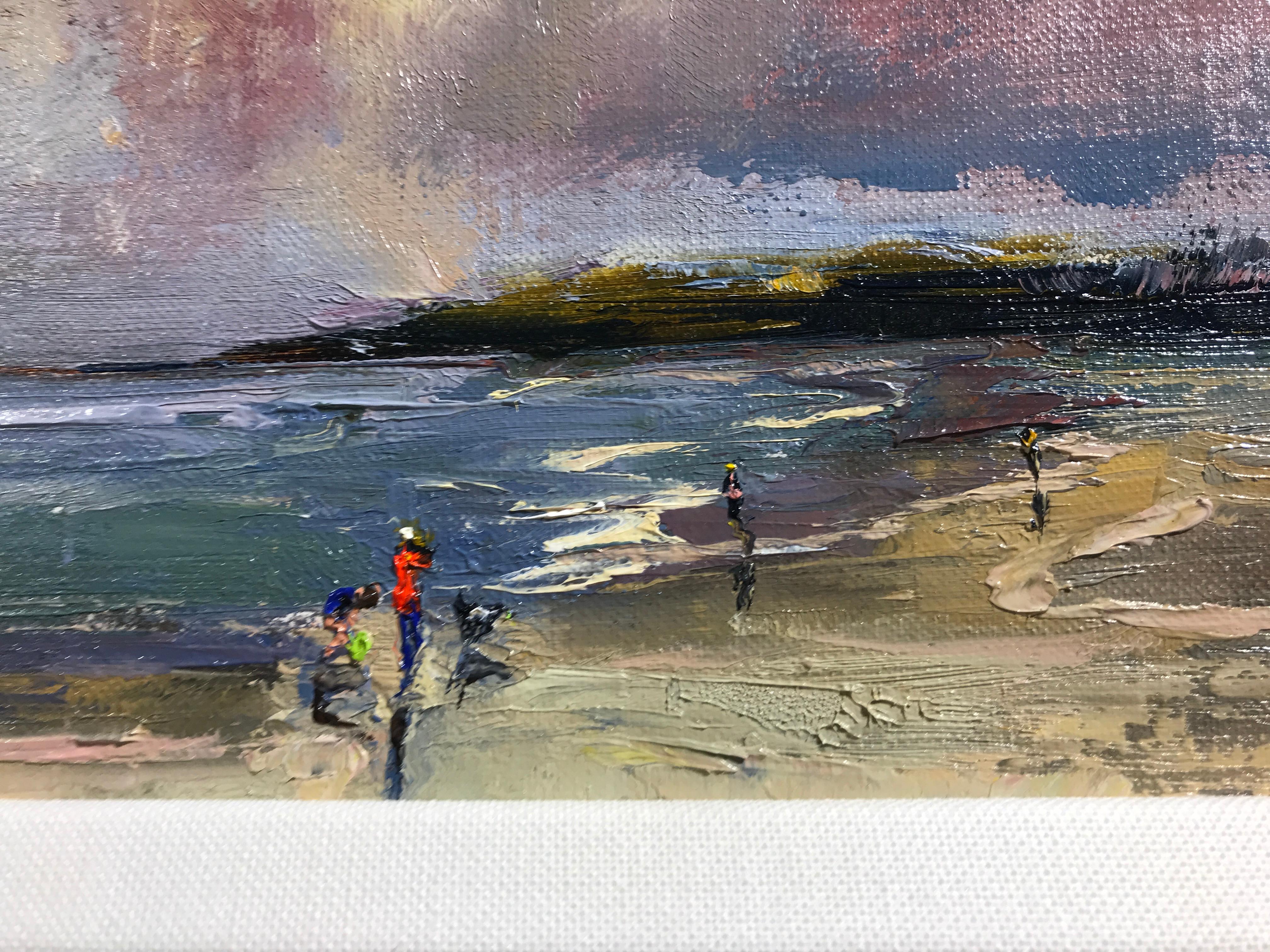 'And Rove and Revel On' is a small framed Impressionist plein air oil on board landscape painting created by American artist Bethanne Cople in 2018. Inspired by a poem by John Clare entitled 