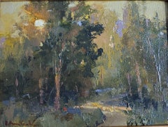 As the Light Falls di Bethanne Cople, dipinto paesaggistico olio su tavola