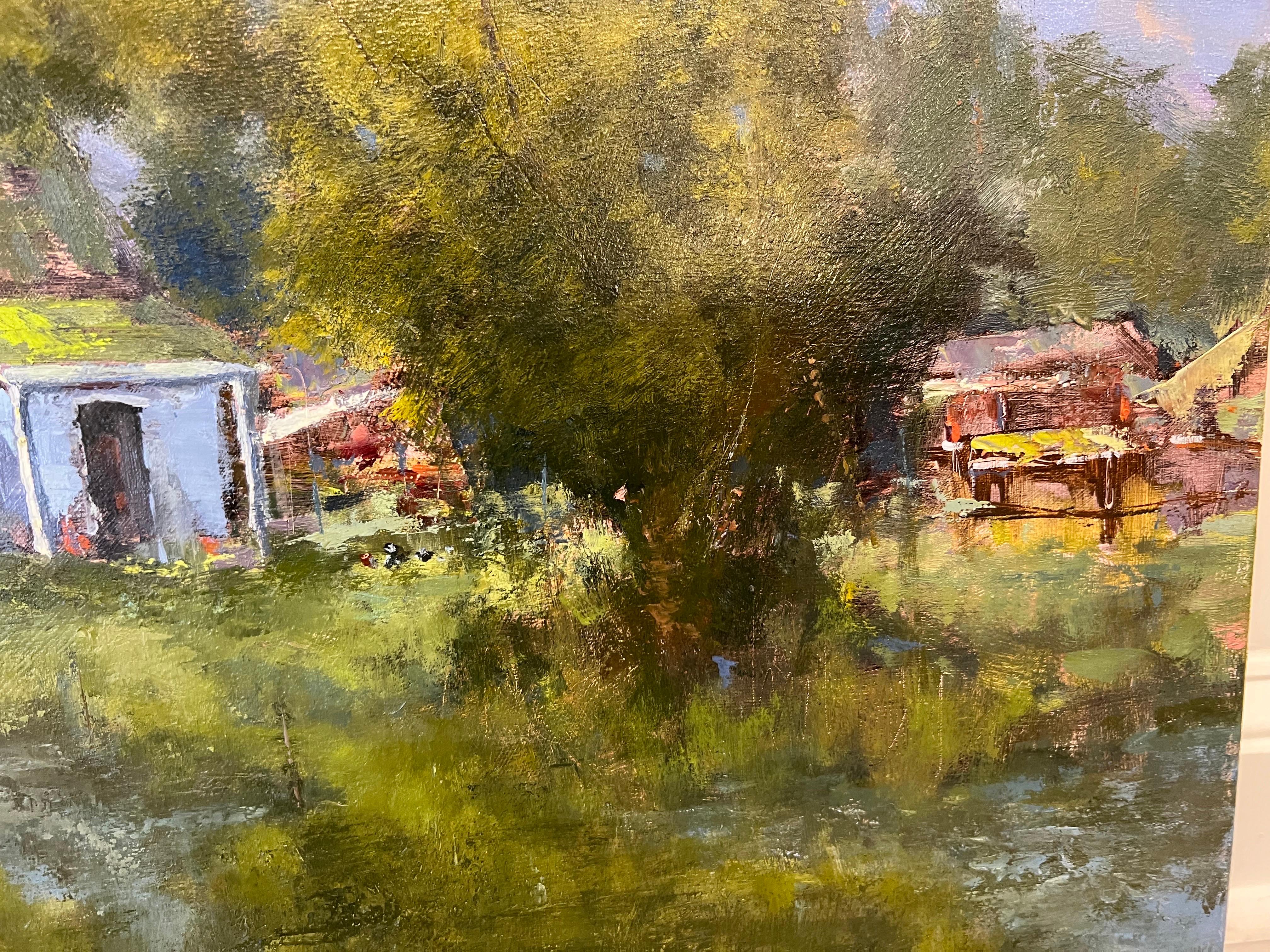 Farm Lane by Bethanne Cople, Oil on birch panel painting landscape For Sale 1