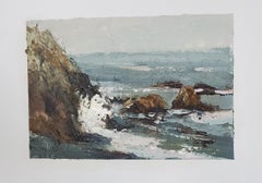 Greys by Bethanne Cople, Oil on Paper Beach Landscape Painting