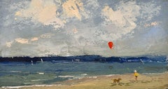 Croquis d'été de Bethanne Cople, peinture à l'huile sur papier de paysage, plage