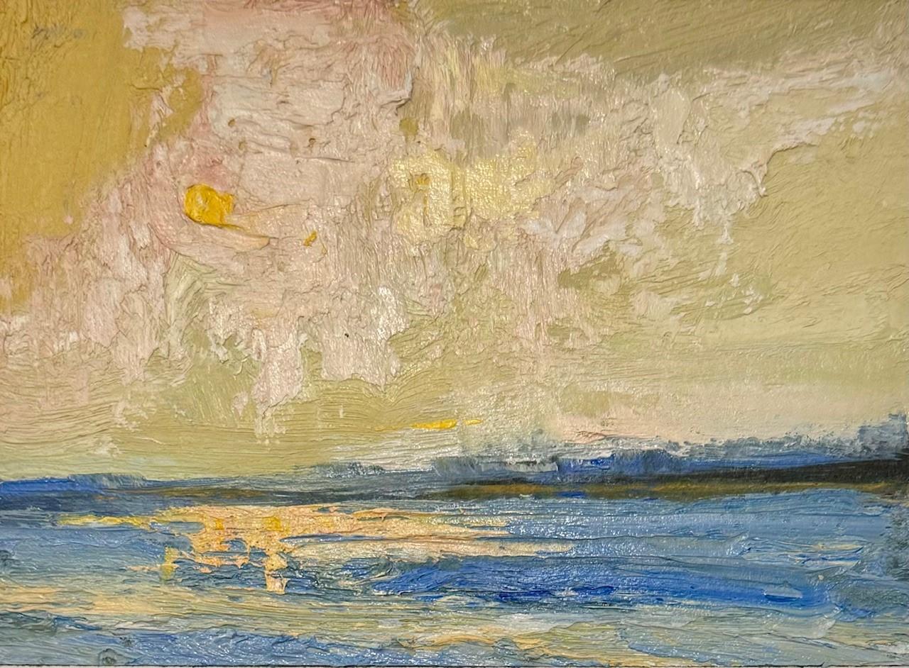 Bethanne Kinsella Cople Landscape Painting - Sunset Over Water Study by Bethanne Cople, Oil on Paper Landscape painting