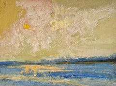 Sunset Over Water Study by Bethanne Cople, Oil on Paper Landscape painting