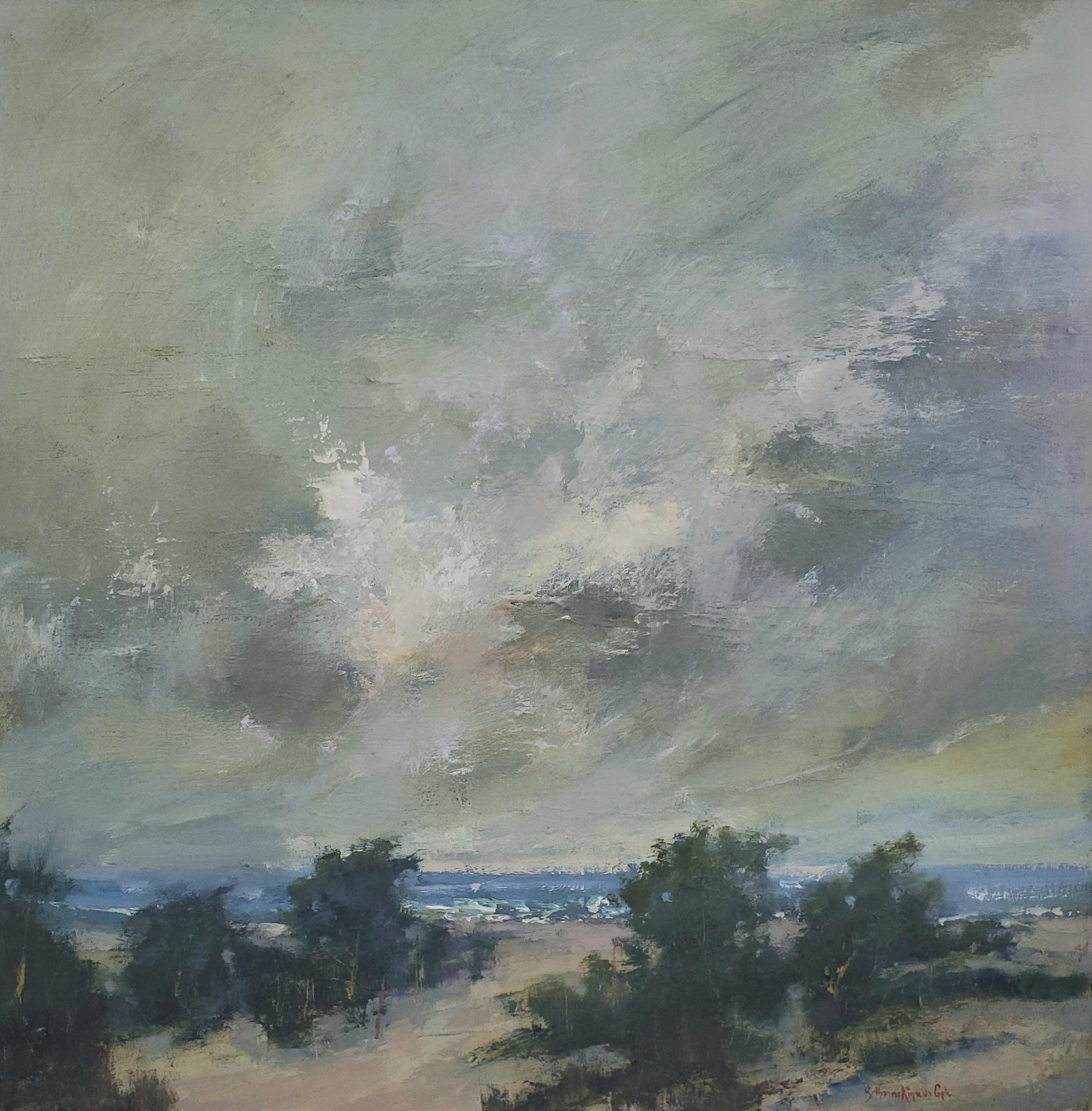 Bethanne Kinsella Cople Landscape Painting – Then Come at the Eve von Bethanne Cople, Ölgemälde auf Birkenholzplatte, Landschaft