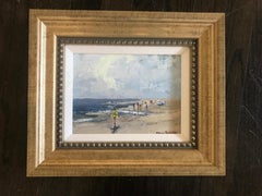 Thou Smiling Sea, Bethanne Cople Small Framed Impressionist Beach Painting