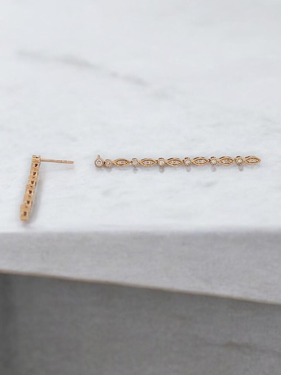 Artisan Boucles d'oreilles pendantes en diamant 47ctw Bethany  Boucles d'oreilles pendantes pour femmes  Chaîne à pampilles en vente