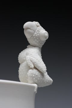 White Porcelain Baby Birds, Topiary Tree "Birdie Topiary" by Bethany Krull