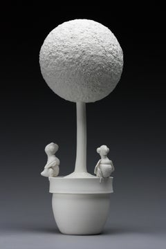 White Porcelain Baby Birds, Topiary Tree "Birdie Topiary" by Bethany Krull