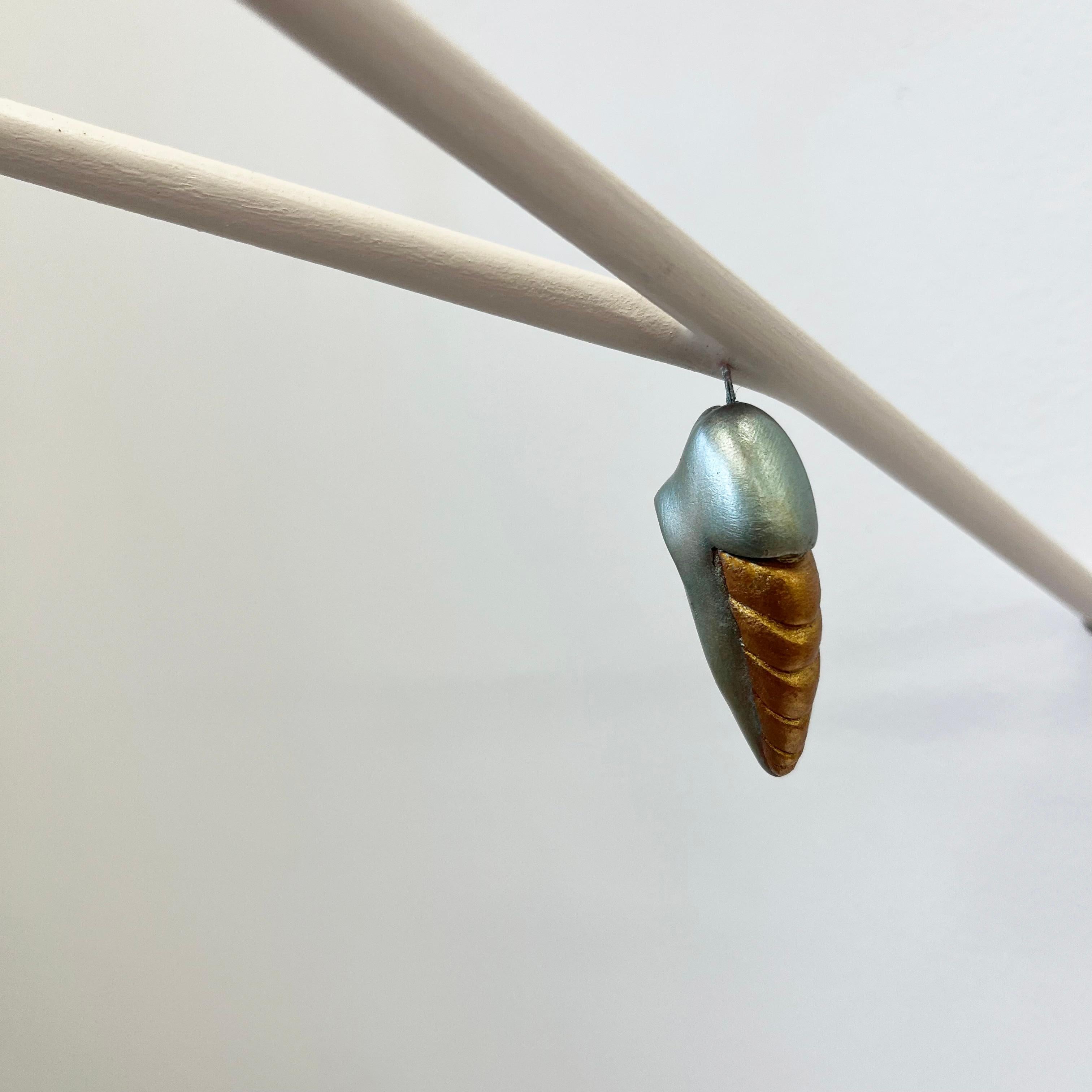 Chrysalis on a minimalist Branch (one) - Contemporary Mixed Media Art by Bethany Krull