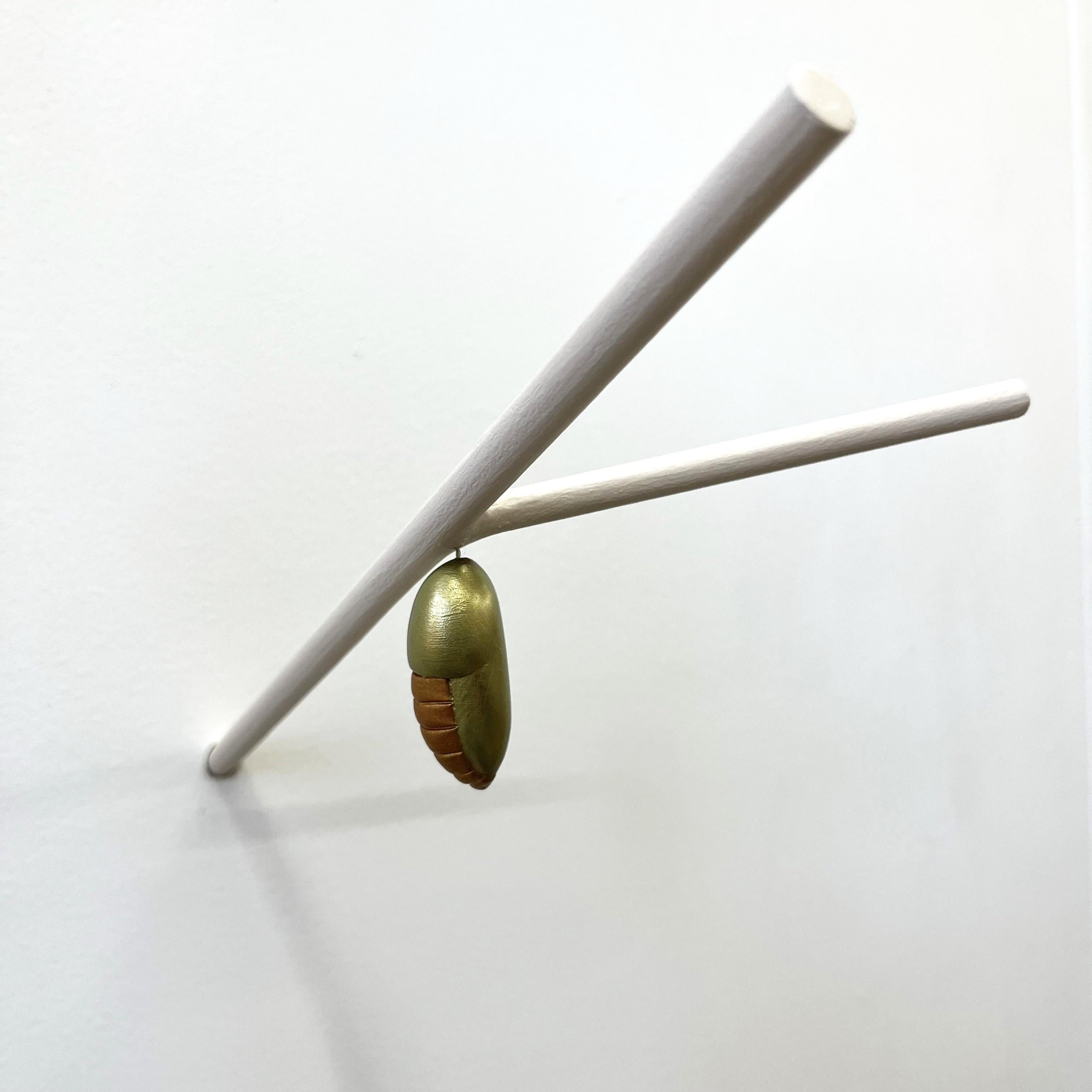 Chrysalis on a minimalist Branch (three) - Contemporary Mixed Media Art by Bethany Krull
