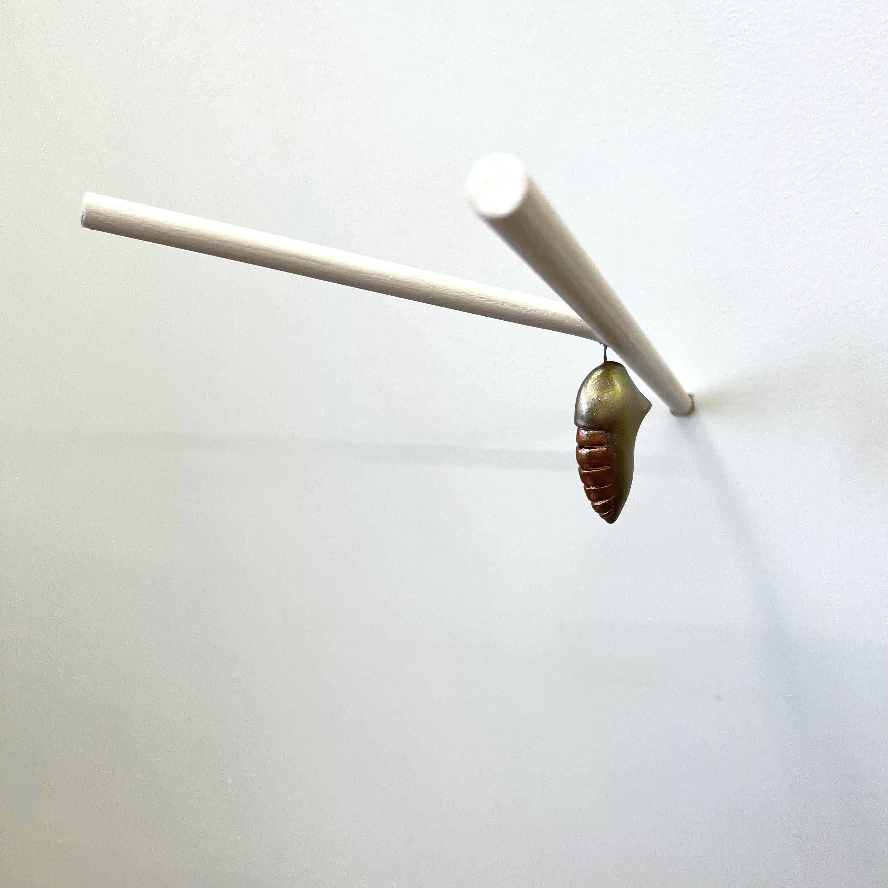 Chrysalis on a minimalist Branch (two) - Sculpture by Bethany Krull