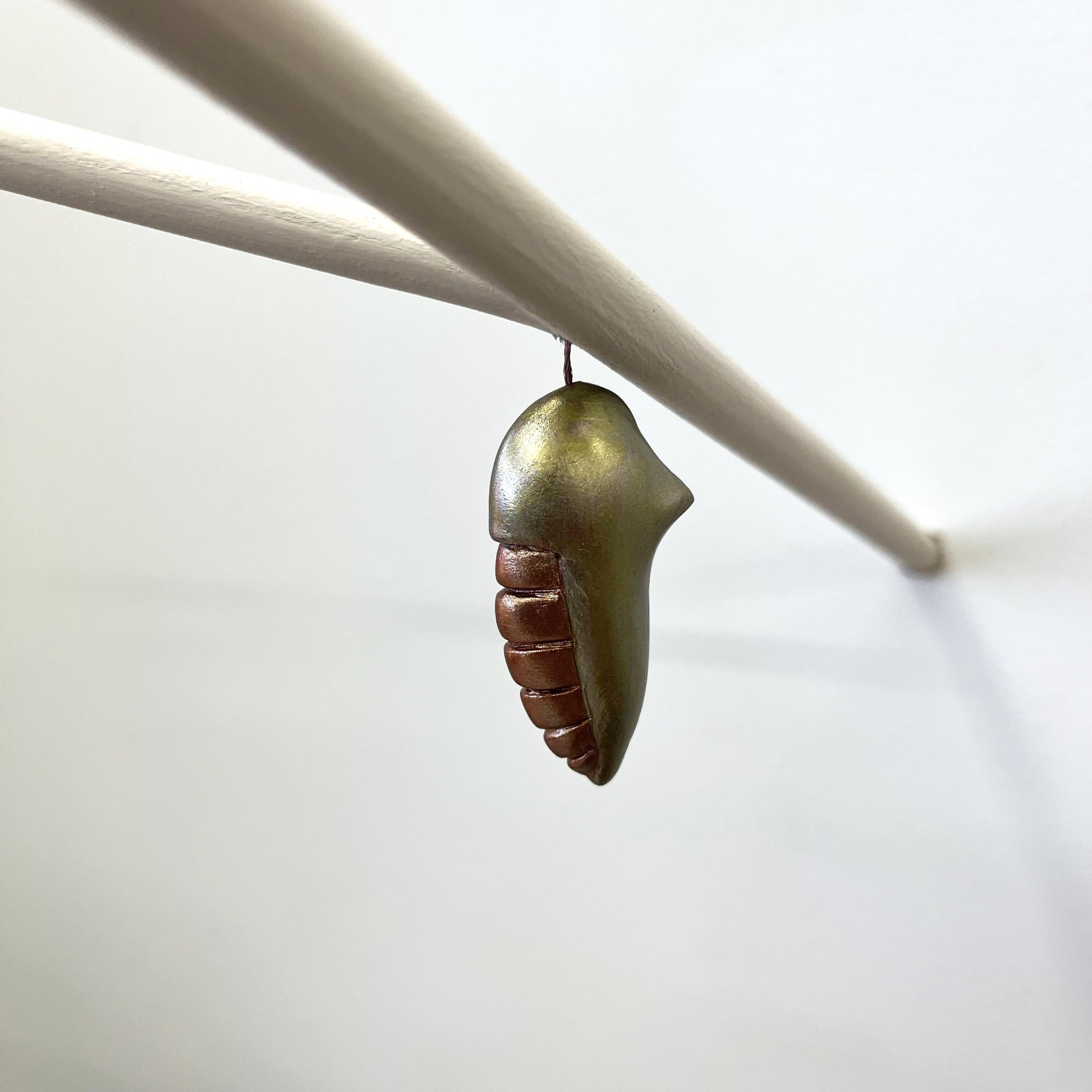 Bethany Krull Figurative Sculpture - Chrysalis on a minimalist Branch (two)
