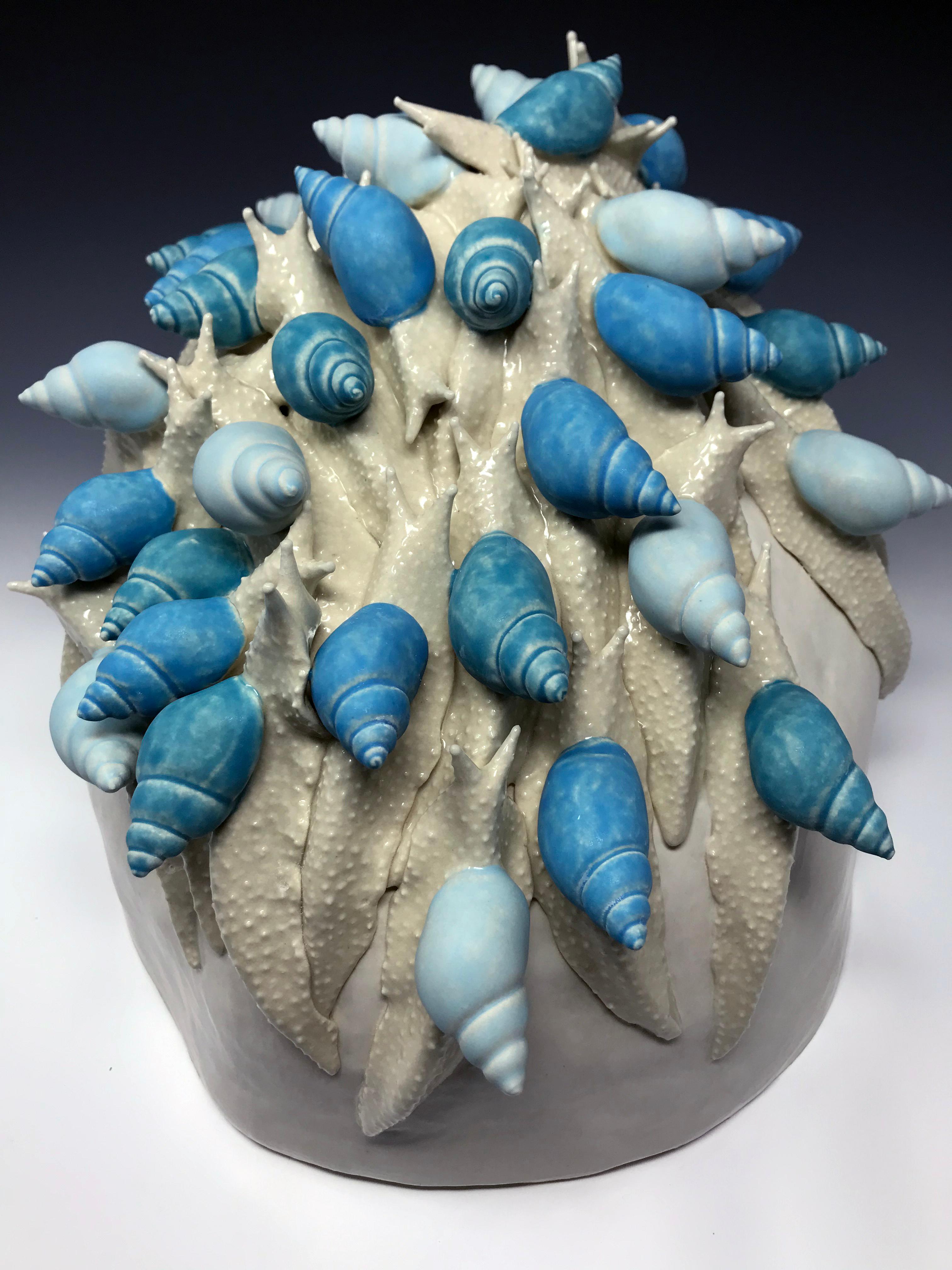 Congregation, snail pile in blue  - Sculpture by Bethany Krull