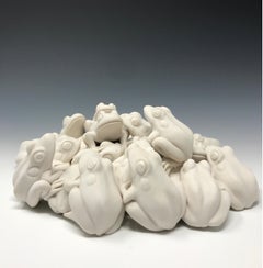 "Frog Pile" in Porcelain, ceramic sculpture by Bethany Krull