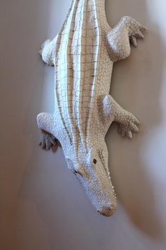 Giant White Alligator Wall Sculpture Contemporary Paper Porcelain Krull 2018