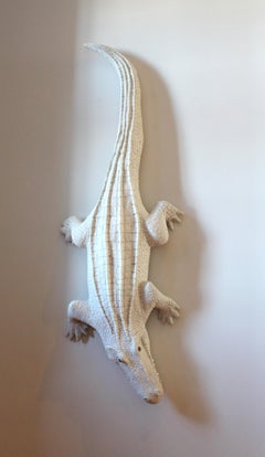 Giant White Alligator Wall Sculpture Contemporary Paper Porcelain Krull 2018