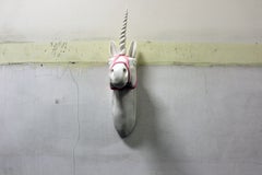 Hand Formed Contemporary Porcelain Unicorn Wall Sculpture Bethany Krull 2018