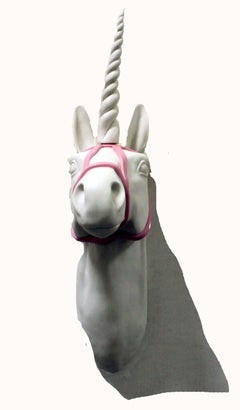 Hand Formed Contemporary Porcelain Unicorn Wall Sculpture Bethany Krull 2018