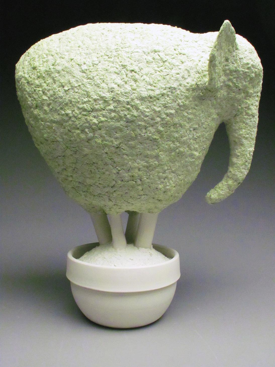 Paper Mache and Porcelain "Elephant Topiary" by Bethany Krull