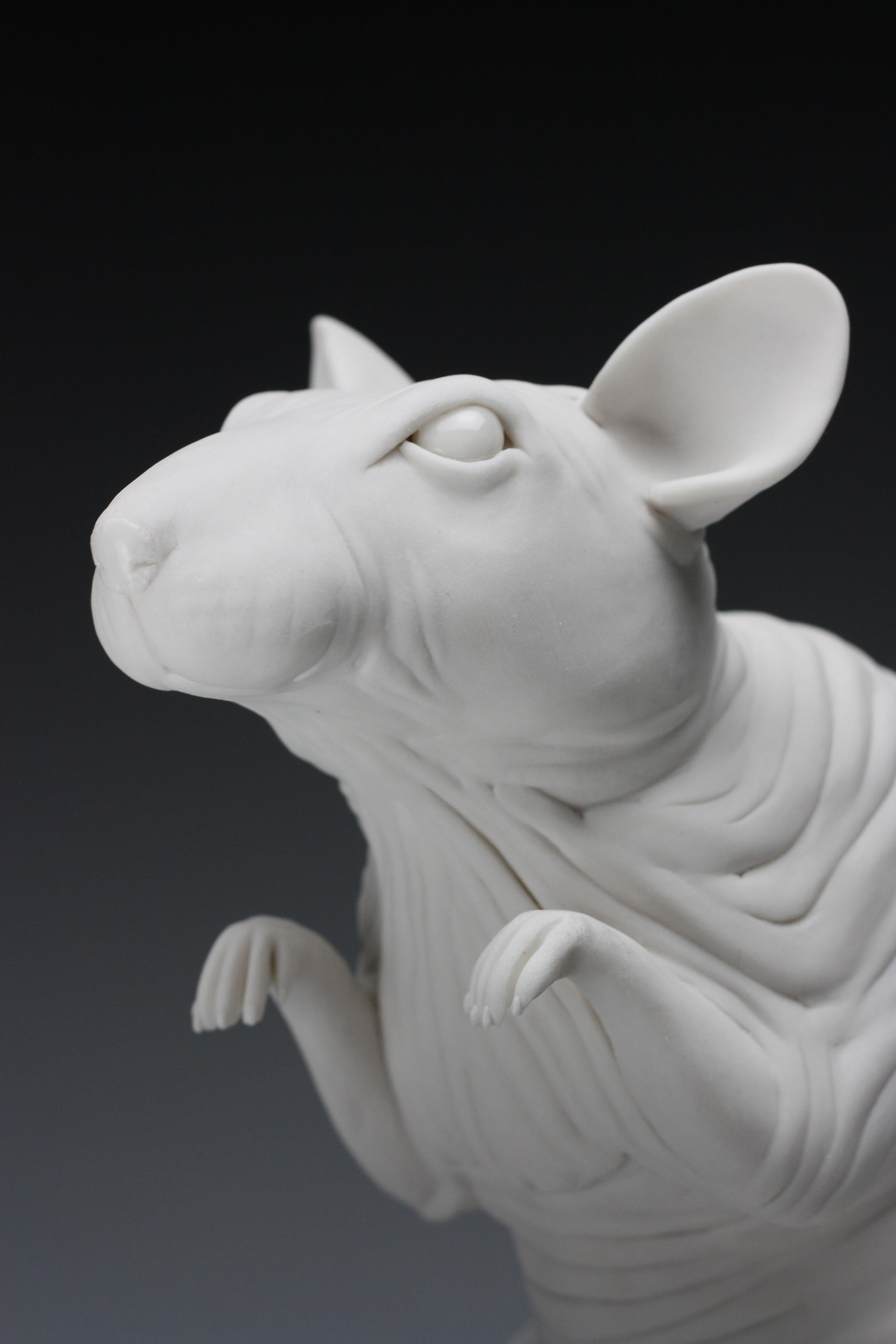 Escultura de rata de porcelana 