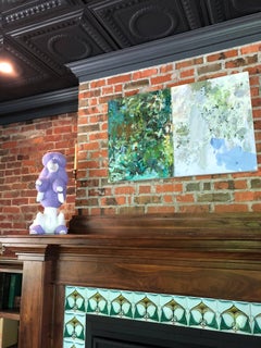 Contemporary Porcelain Sculpture Poodle Purple Dog Animal Bethany Krull