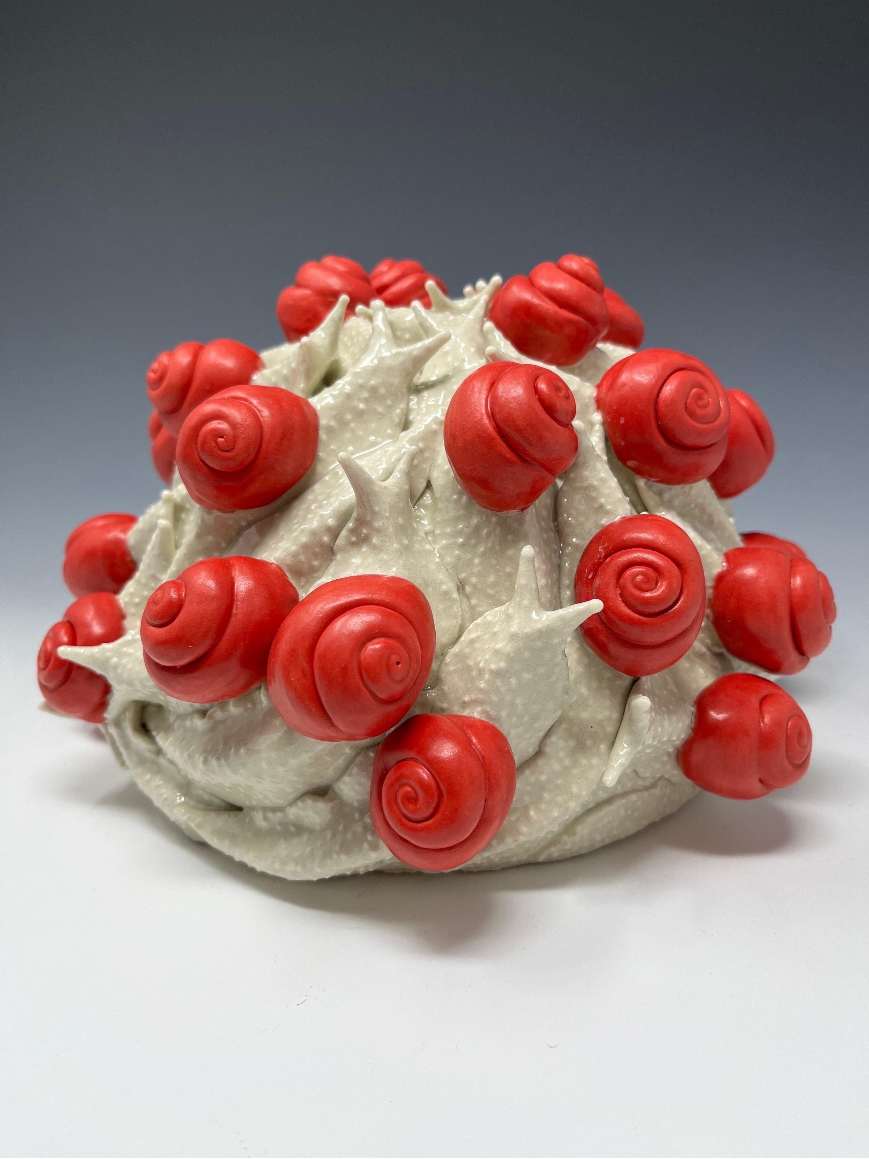 Bethany Krull Figurative Sculpture - Snail pile (red)