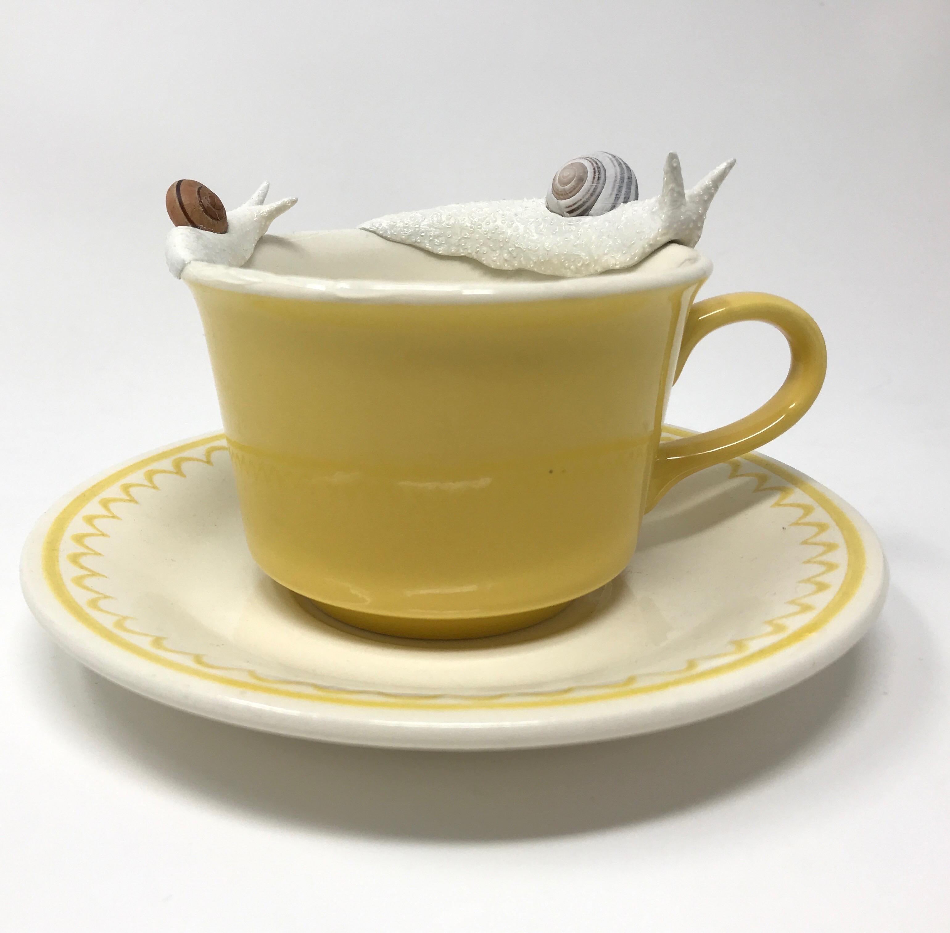Snails on a yellow mug "Traversing Yellow" by Bethany Krull