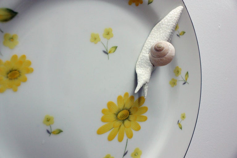 Wall Plate with Snail “Traversing Yellow Flowers” by Bethany Krull For Sale 1