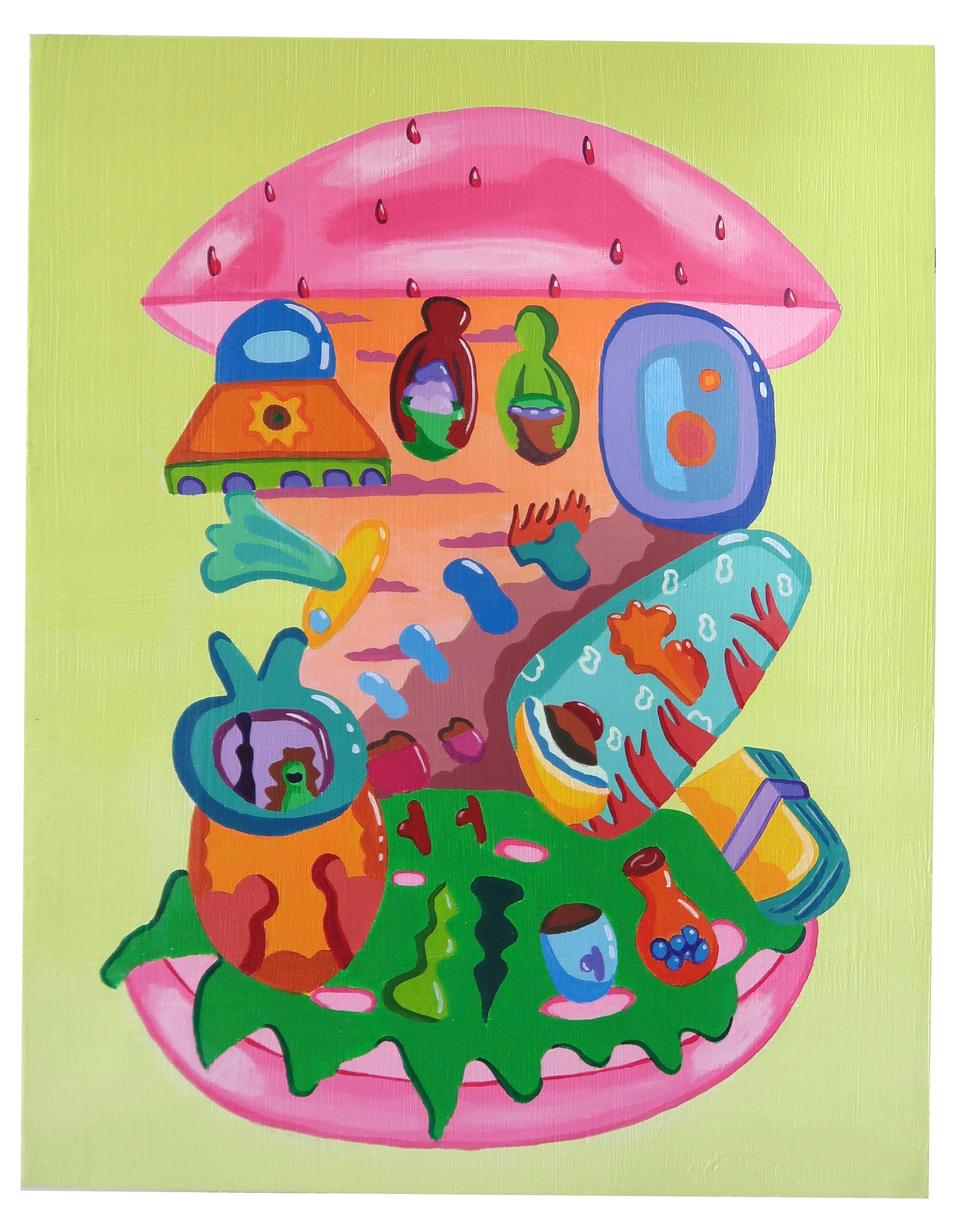 Bethanya Abebe Abstract Painting - Burger/ The media