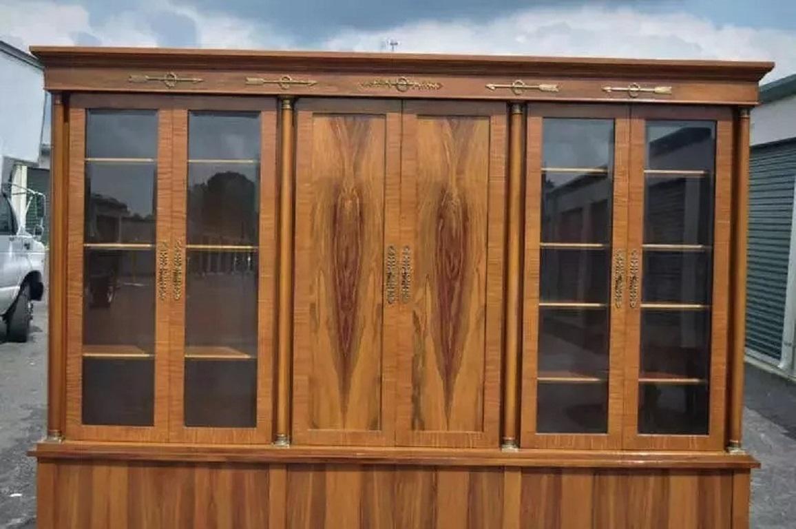 Unknown Bethehem Furn. Rosewood Neoclassical Bookcase Breakfront Entertainment Cabinet For Sale