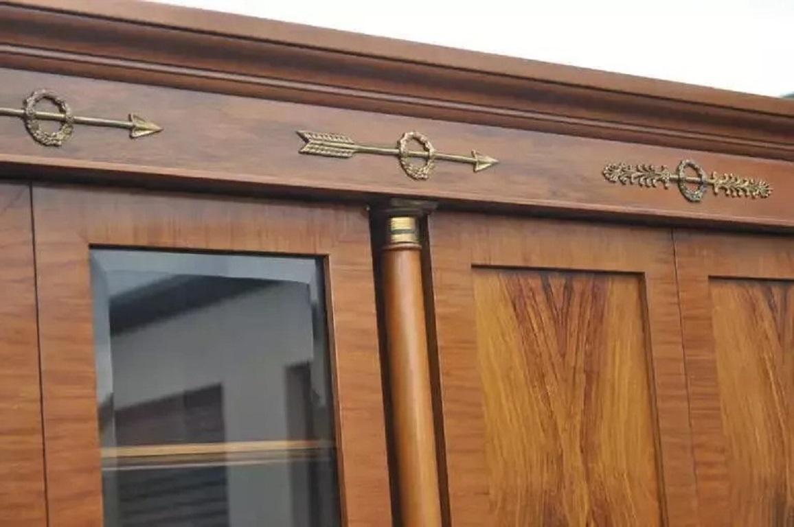 20th Century Bethehem Furn. Rosewood Neoclassical Bookcase Breakfront Entertainment Cabinet For Sale