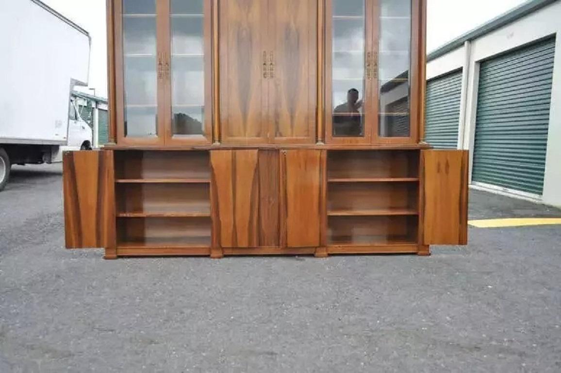 Bethehem Furn. Rosewood Neoclassical Bookcase Breakfront Entertainment Cabinet For Sale 1