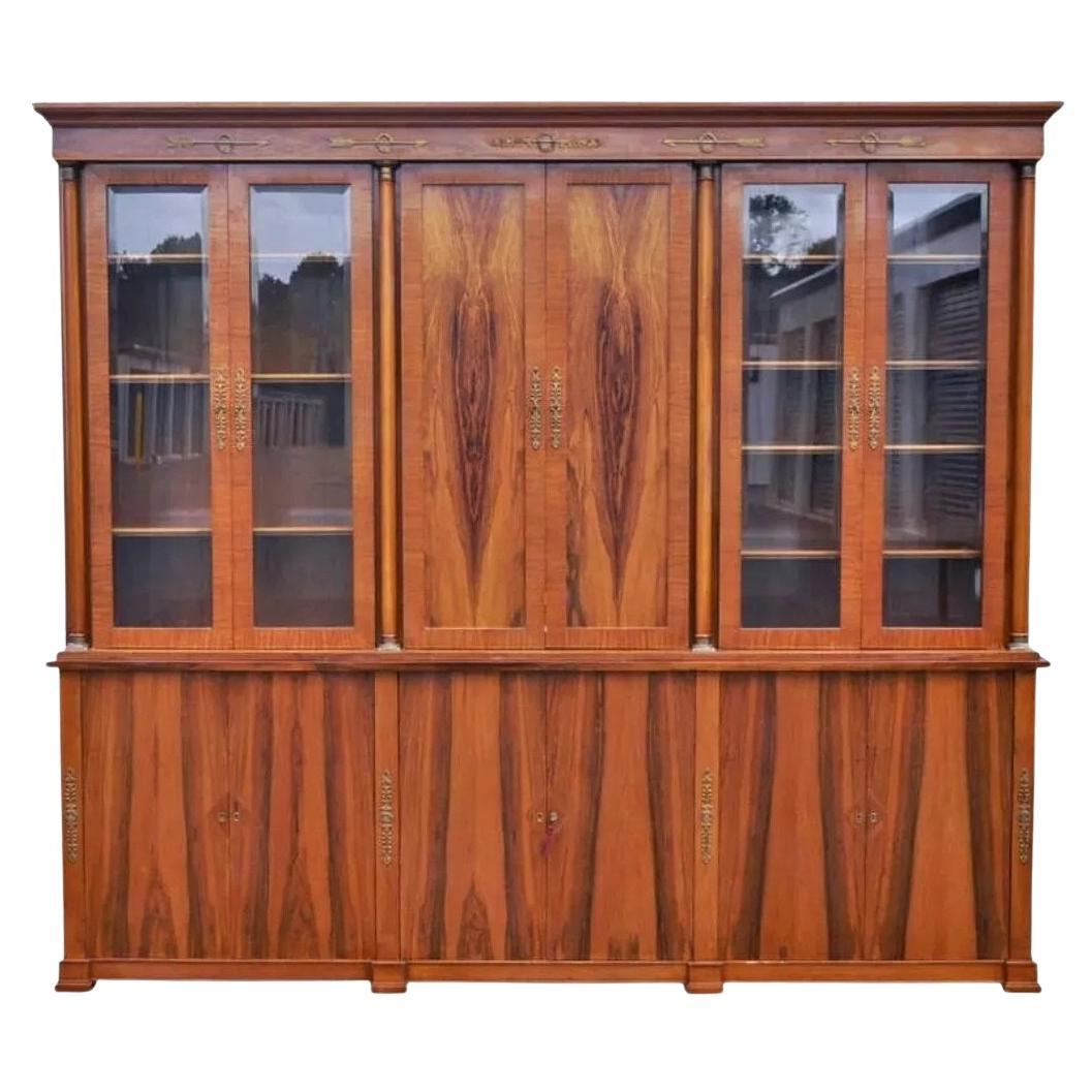 Bethehem Furn. Rosewood Neoclassical Bookcase Breakfront Entertainment Cabinet